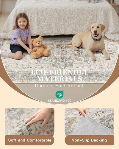 Madane Washable Runner Rugs 2x10 for Hallway Kitchen, Light Taupe Brown - Image 5