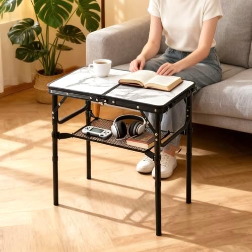 Folding TV Trays Foldable Dinner Tray Table, 3 Adjustable Height, 24"x 16" - Image 2
