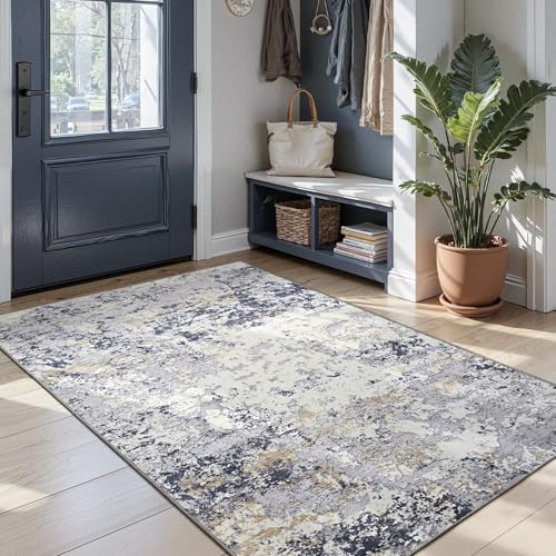 Toneed 4x6 Washable Non Slip Abstract Area Rugs for Bedroom Living Room - Image 3