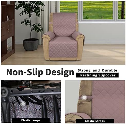 Easy-Going Reversible Couch Cover, Recliner 22 in, Pink/Beige - Image 3