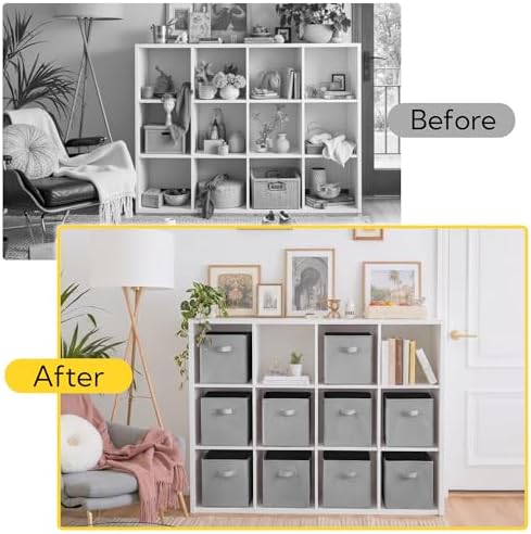 Cupic Cupid 10-Pack 11x11 Cube Storage Bins, Collapsible Storage Cubes, Gray - Image 6
