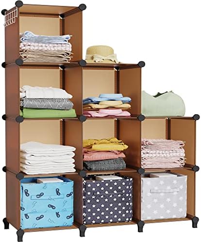 HOMIDEC Closet Organizers and Storage, 9 Cube Storage Organizer, Brown by DecorateYourHome
