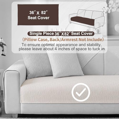 Soft Waterproof Chenille Cover Washable, Non Slip Sectional Sofa Covers for 3 Cushion Couch Sofa L Sharped Sofa Slipcover for Pets, Furniture Protector (1 PCS 36"x82" White) - Image 2