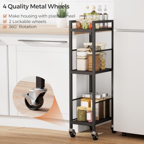 3-Tier Expandable Storage Shelving Unit,Slim Storage Cart,Metal - Image 5