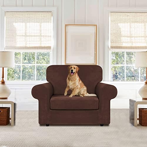 WEERRW Velvet Stretch 2 Pieces Chair Sofa Slipcovers Washable, Chocolate - Image 2