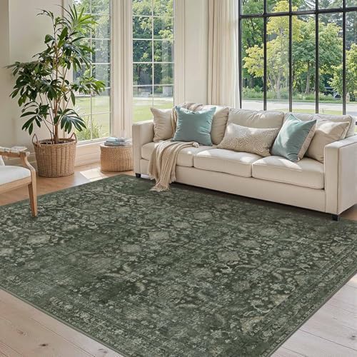 Rugxara Area Rugs 5x7 Washable Rug for Living Room Bedroom, Vintage Green - Image 3