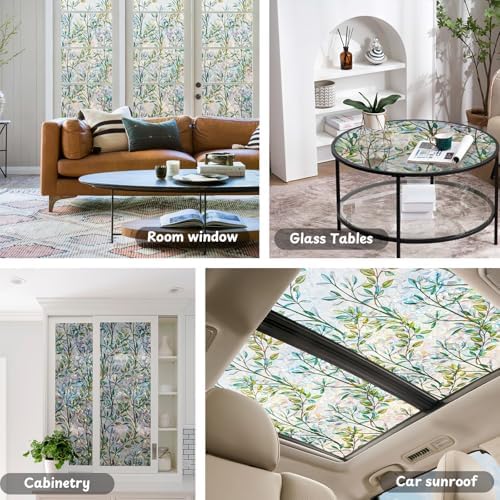 NINETREX Window Privacy Film, Rainbow Stained Glass Leaf, 23.6"x78.7" - Image 5