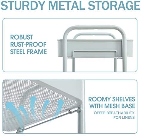TOOLF 3 Tier Metal Rolling Cart, Utility Storage Cart with Wheels, Green | Screwless Assembly, Lockable Metal Wheels, Trolley Organizer for Bathroom, Kitchen, Office, Dorm, Laundry, Craft Room - Image 3
