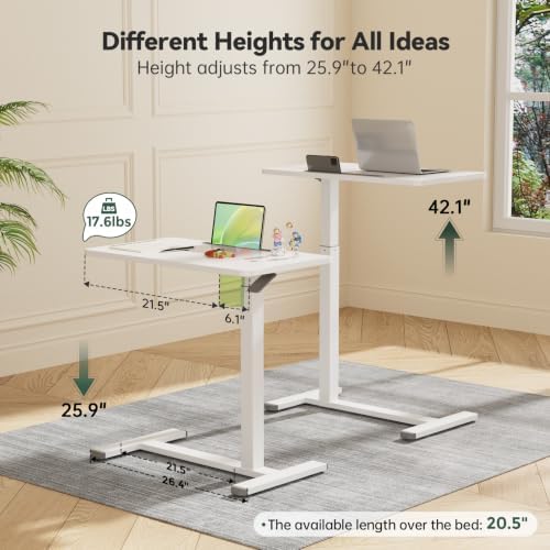 Gibbon Mounts 28” Rolling Mobile Standing Desk, Bedside Table with Wheels - Image 3