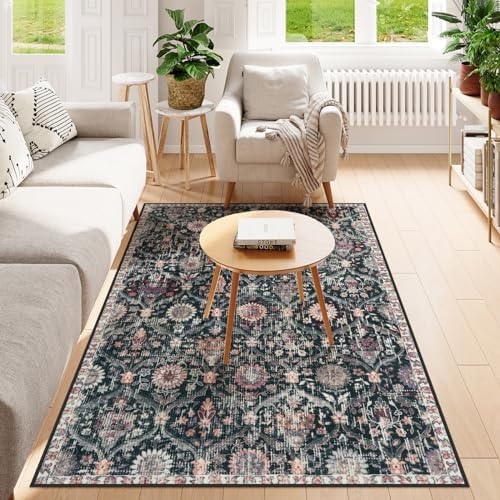 Lahome Moroccan Washable Rugs for Living Room, 4x6 Rug for Bedroom Non-Slip by Lahome
