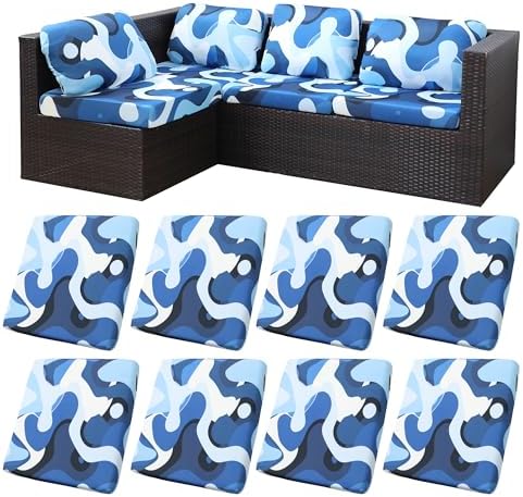8 Pcs Outdoor Cushion Covers, Patio Sofa Cushion Covers Replacement by BIETYONE