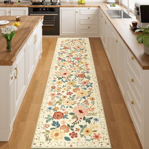 DUKINO 2x8 Kitchen Runner Rug, Washable Runner Rug Non Slip, Beige Yellow - Image 4