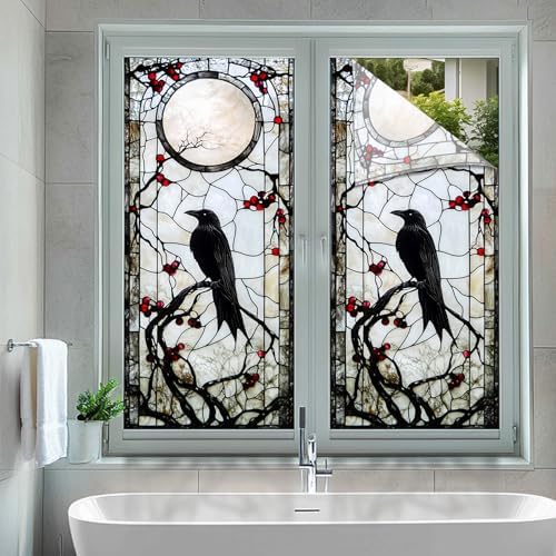 HOMETITUTE Gothic Raven Moon Privacy Window Film Cling 17.7x39.3 PVC - Image 5