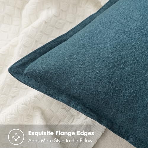 MIULEE Decorative Linen Pillow Covers 18x18 Inch Blue - Image 2