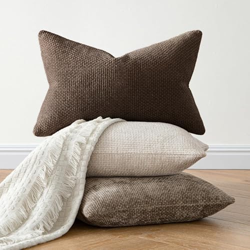MIULEE Decorative Lumbar Throw Pillow Covers 12x20 Inch Dark Brown 2 Pack - Image 3
