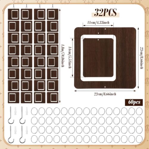 Thyle 4 Strings Mid Century Modern Room Decor Divider Brown Hanging Decorative Screen Retro Geometric Decorative Hanging Panels for Living &Dining Room, Bedroom and Office Partition - Image 2
