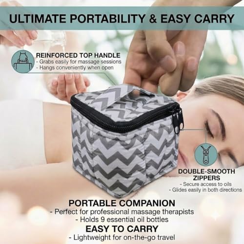 9 Bottles Essential Oil Carrying Case with Thick Foam Protection, Portable and Shockproof Organizer for 5ml to 10ml,15ml Bottles, Nail Polish, Roller Balls and Travel (Chevron Grey) - Image 5