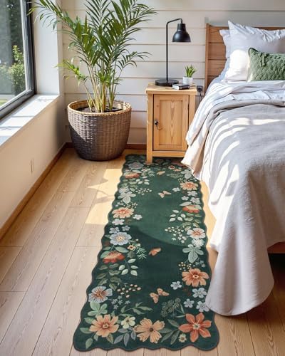 Lahome Floral Green Rugs for Entryway, 2X3 Washable Kitchen Rugs Non Slip - Image 3