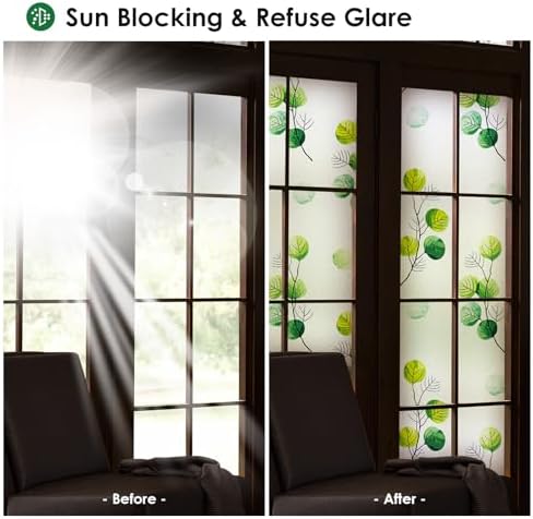 DKTIE Eucalyptus Leaves Stained Glass Window Film 17.7'' x 118.1'' - Image 5
