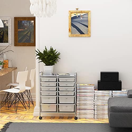 Simple Houseware 12 Drawers Rolling Utility Cart Organizer, Chrome - Image 5