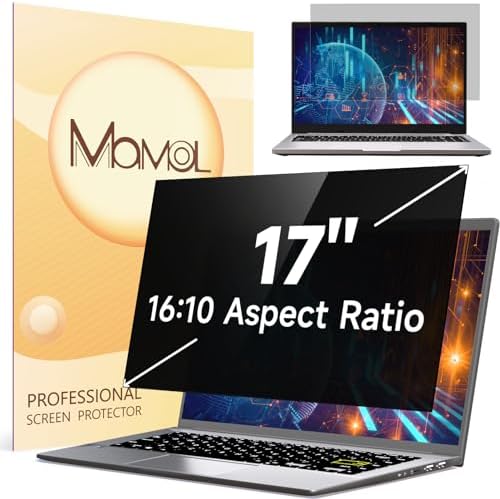 Mamol Laptop Privacy Screen 17 Inch for 16:10 Widescreen Display, Anti Blue Light Glare Filter, Removable Screen Shield, Anti-Scratch Screen Protector by Mamol