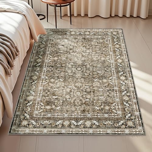 OPPODREAM Vintage Brown Area Rugs 3x5, Washable Rug for Living Room by OPPODREAM