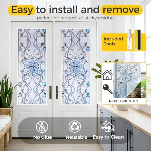 OHTMERU 3D Stained Glass Window Privacy Film Decorative Non-Adhesive - Image 5
