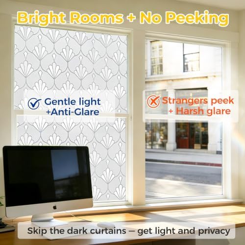 OHTMERU Window Privacy Film Decorative Non-Adhesive, Reusable, Anti-Glare - Image 2