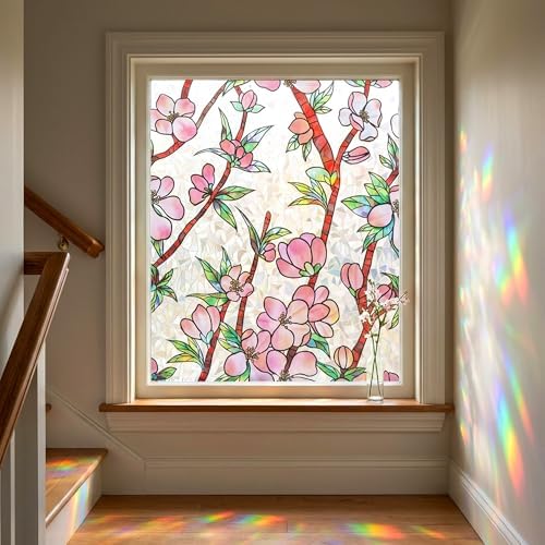 Peach Blossom 3D Prism Window Film Privacy Static Cling Anti UV 17.5x78.7in - Image 3