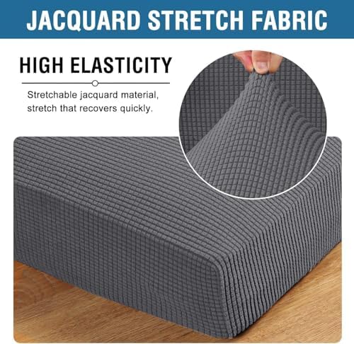 H.VERSAILTEX Super Stretch Individual Chaise Cover Sectional Couch Covers for L Shaped Sofa Both Left/Right Featuring Thick Jacquard Textured Twill Fabric (1 Piece Chaise Cover Large, Grey) - Image 4