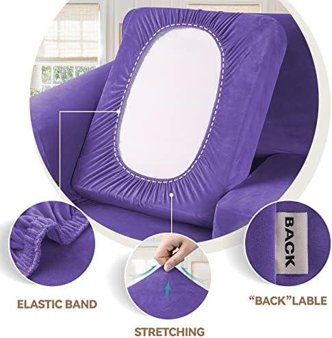 WEERRW 4 Pieces Couch Cover for Sofa Velvet Sofa Covers Washable, Purple - Image 3