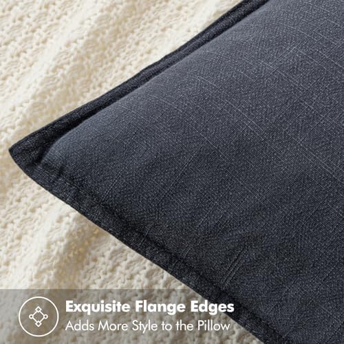 MIULEE Decorative Linen Euro Sham Pillow Covers 22x22 Inch Dark Gray - Image 2