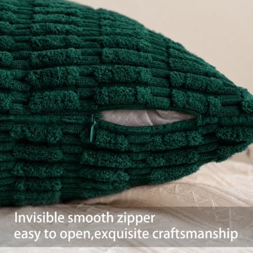 Pack of 2 Corduroy Decorative Throw Pillow Covers 12x20 Inch, Dark Green - Image 3