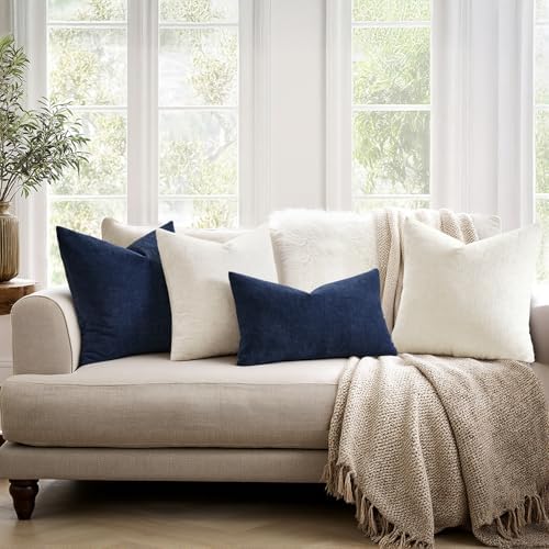 MIULEE Navy Chenille Couch Throw Pillow Covers, 18x18 - Image 3