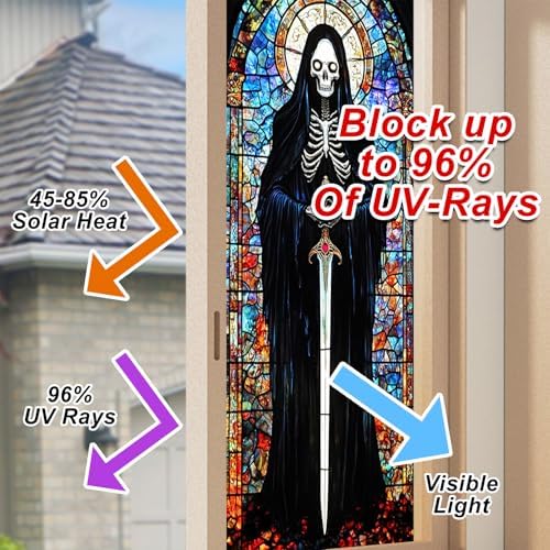 HOMETITUTE Grim Reaper Gothic Privacy Window Film Cling 17.7x39.3 PVC - Image 4
