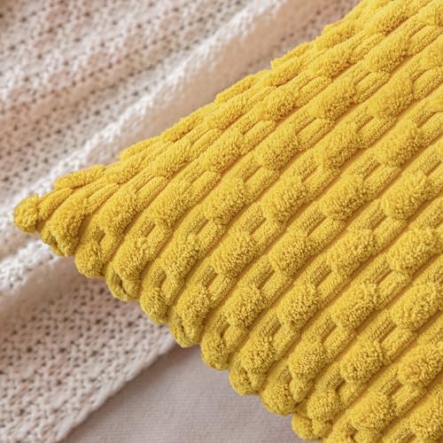 MIULEE Decorative Throw Pillow Covers 18x18 Yellow Textured Corduroy - Image 2