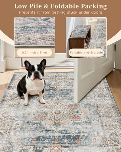 Madane Hallway Runner Rug 2x8 Washable Kitchen Rugs Non-Slip, Navy - Image 6