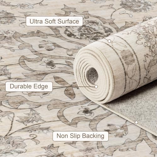 3x5 Area Rugs Living Room: Washable Rug for Bedroom Brown Beige - Image 7