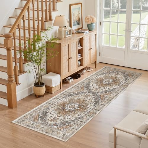Madane Washable Runner Rug 2x6 Runners for Hallways Non Slip, Turmeric/Grey by Madane