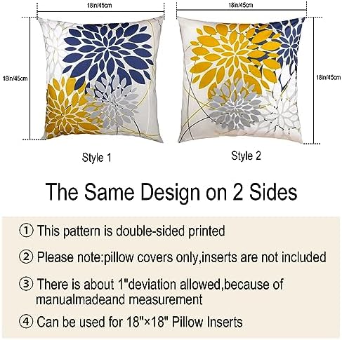 Flower Throw Pillow Covers 18x18 Set of 2, Flowers Pillow Cushion Cases, Modern Decorative Square Pillowcases for Sofa Couch Bedroom Living Room Car (18X18in Set of 2, Beige Flower) (2QE3005) - Image 3