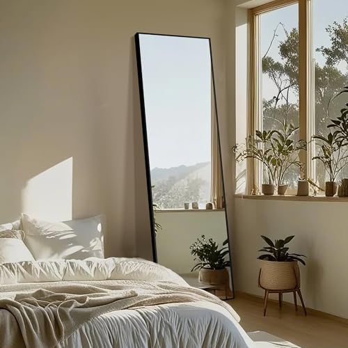Delma Full Length Mirror with Stand, 69x24 Black Floor Mirror - Image 3