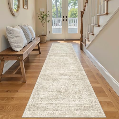 Soalmost Runner Rug 2x7 Washable Non-Slip Hallway Rugs for Kitchen Beige - Image 3