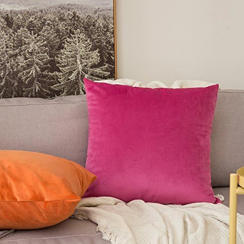 MIULEE Velvet Throw Pillow Covers 18x18 Inch Pack of 2 Hot Pink - Image 5