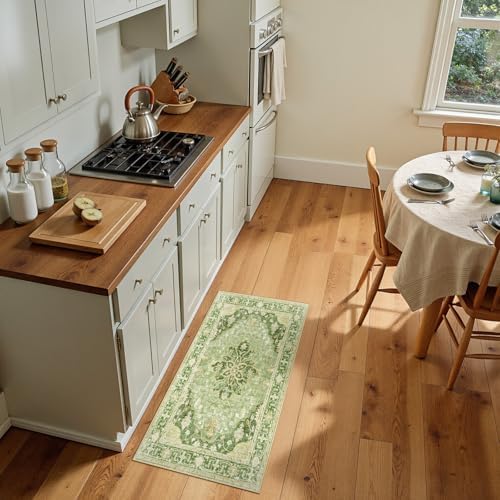 RELEANY Washable Area Rug, Small 2'x4', Green/Yellow - Image 2