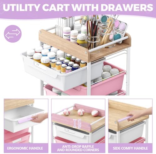 SYKIARIOL Rolling Storage Utility Cart with 5 Drawers,Purple - Image 2