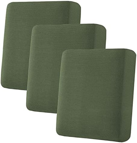 H.VERSAILTEX Super Stretch Individual Seat Cushion Covers Sofa Covers Couch Slipcover Sets Thick Jacquard Textured Twill Fabric (3 Piece Sofa Cushion Covers, Bronze Green) by HVERSAILTEX