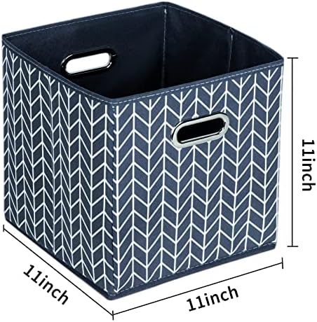 Fabric Cloth Storage Bins,Fabric Cube Organizer with Dual Handles Foldable Cube Storage Baskets for Home Bedroom Storage,Set of 6,(Grey Wave) - Image 2