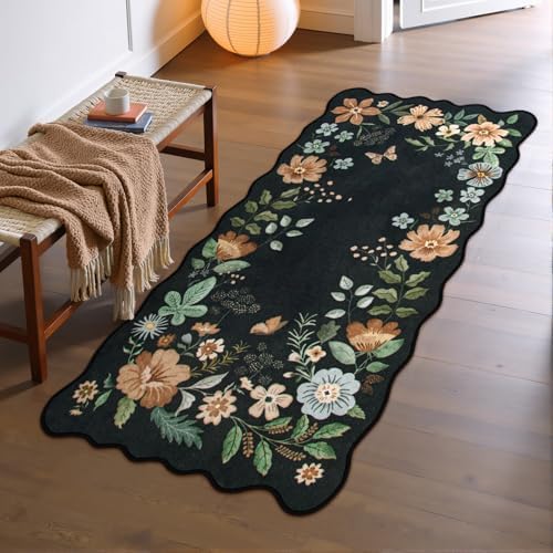 Lahome Floral Entryway Rug, 2x4 Soft Washable Kitchen Rug Ultra-Thin by Lahome