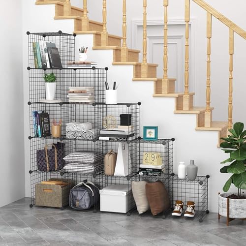 C&AHOME Wire Cube Storage, 16 Cubes Organizer Metal C Grids Storage, Black - Image 2