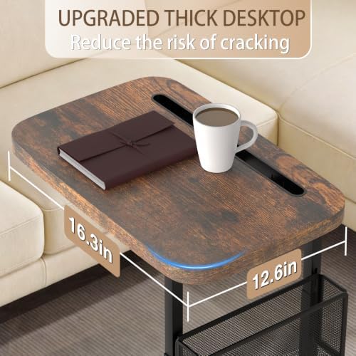 Tv Dinner Couch Tray Table with Card Slot，Adjustable Height Bedside table - Image 3
